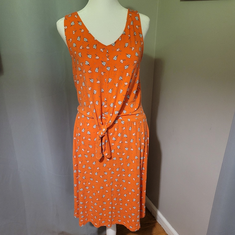 a.n.a Orange Floral Sleeveless Dress size small